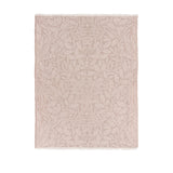 Acorn Tonal Jacquard Linen Throw in beige, woven with a leaf and acorn pattern, fringed edges, shown flat on a plain white background.