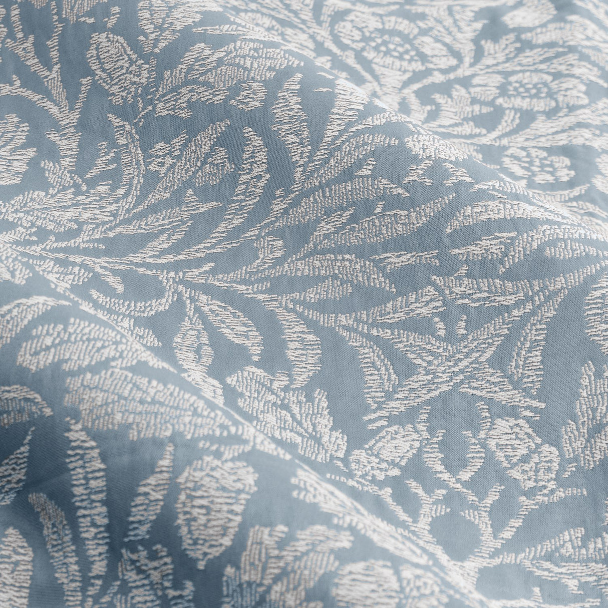 Acorn Tonal Jacquard Polyester Pencil Pleat Curtains - Wedgewood