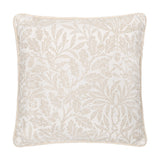 Square Acorn Tonal Jacquard cushion in ivory, woven with a mirrored acorn branch pattern and finished with a twisted cord trim, shown on a plain white background.