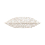 Acorn Tonal Jacquard Polyester Cushion in ivory, shown edge-on with corded piping trim and a mirrored acorn branch pattern woven into the fabric, on a plain white background.