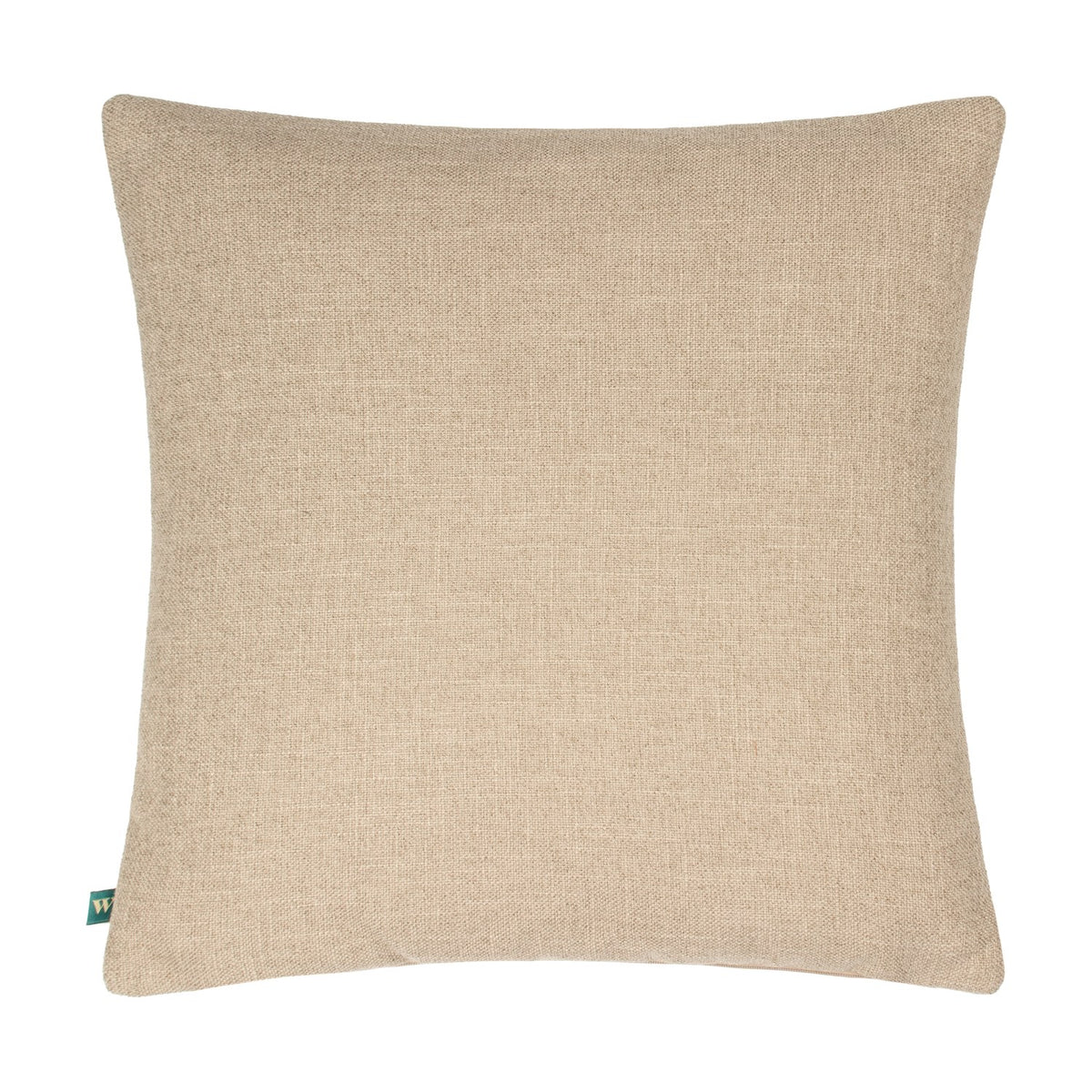 Akamba Animal Linen Cushion in a plain natural tone with woven texture, shown reverse side against a white background.