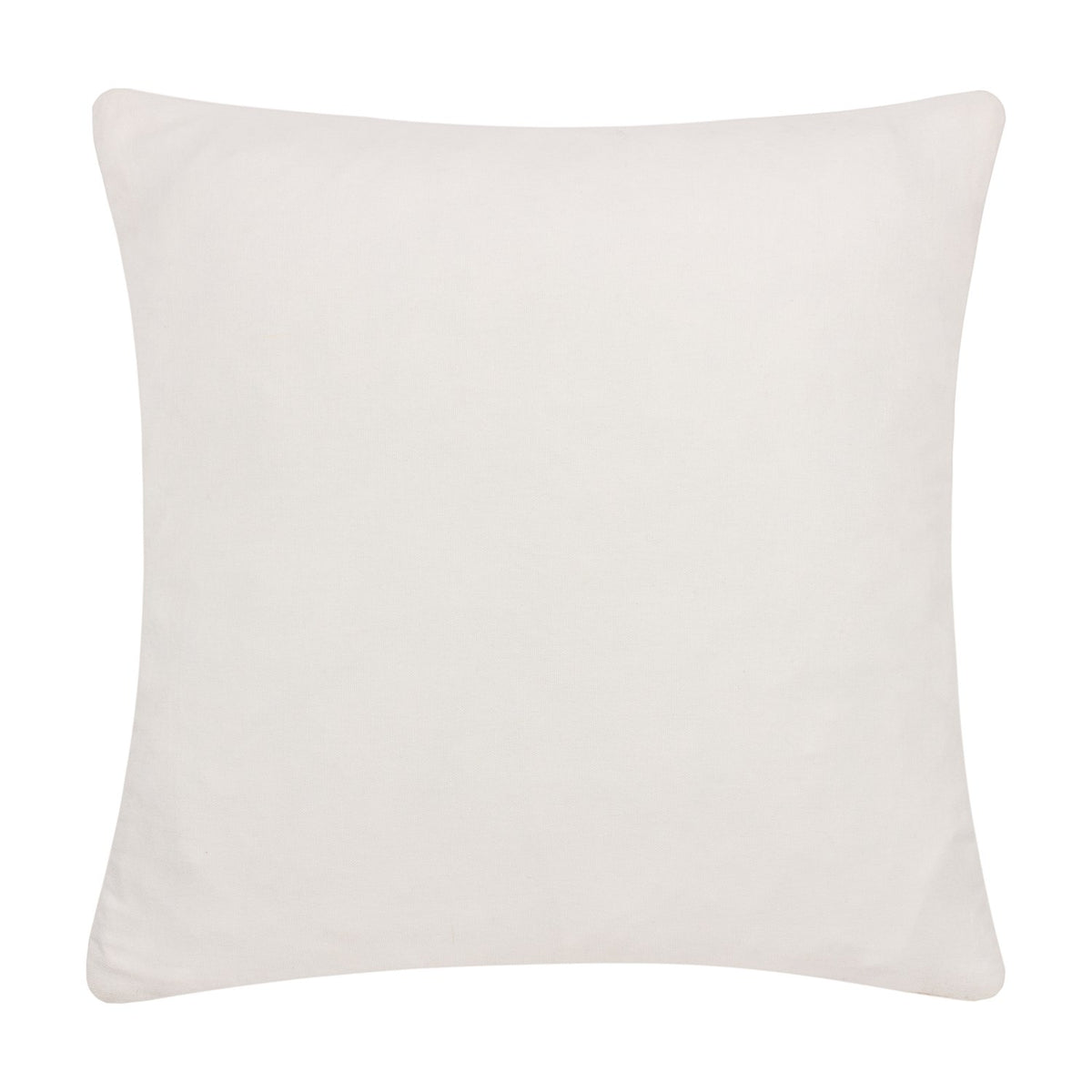 Almo Abstract Cotton Cushion in ecru, plain woven cotton reverse side shown, square shape with piped edge, photographed on a white background.