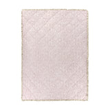 Amelia Ditsy Cotton Bedspread in blush, quilted diamond-stitched cotton with a small floral sprig print and a cream frilled edge trim, shown on a plain white background.