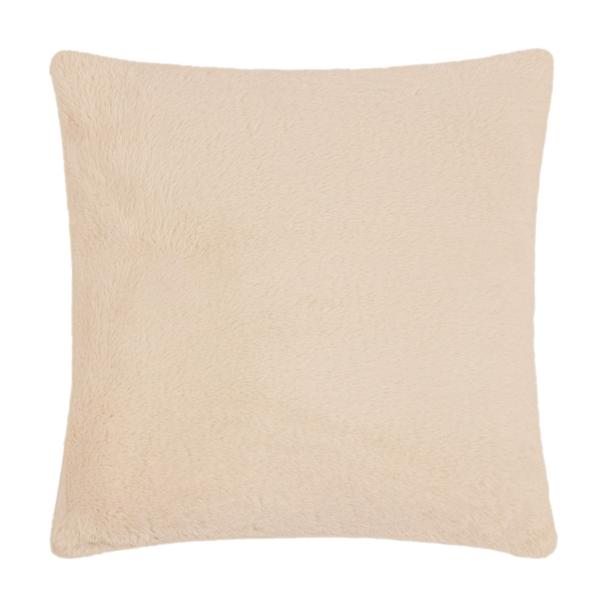 Square faux fur cushion in natural cream, 45cm x 45cm, with a dense soft pile shown plain-side on a white background.