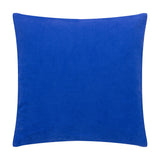 Archie Abstract Cotton Blend Cushion in cobalt blue, plain reverse side shown, square 45 x 45cm shape on a white background.