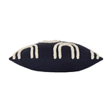Archie Abstract Cotton Blend Cushion in Mono, shown side-on with tufted cream arch patterns on a black cotton blend cover, against a plain white background.