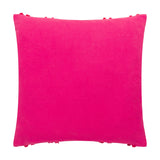 Archie Abstract Cotton Blend Cushion in pink, shown as the plain reverse side with visible red tufted trim along the edges, on a white background.