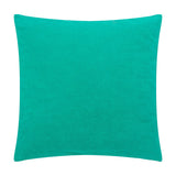 Archie Abstract Cotton Blend Cushion in Turquoise, shown as a plain square cushion with a solid green cotton-polyester cover, photographed against a white background.