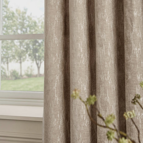 Aurelio Chenille Jacquard Fully Lined Eyelet Curtains - Mink