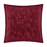 Aurelio Chenille Jacquard Polyester Cushion in burgundy, a square cushion with a mottled, abstract woven texture and flanged edge, shown on a plain white background.