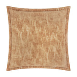 Aurelio Chenille Jacquard Polyester Cushion in caramel, square with an oxford border and abstract mottled pattern, shown on a plain white background.