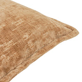 Aurelio Chenille Jacquard Polyester Cushion in caramel, close-up of the textured pile fabric and oxford border edge, on a plain white background.