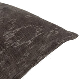 Close-up of the Aurelio Chenille Jacquard Polyester Cushion in charcoal, showing the textured abstract pattern in tonal grey on a corner detail against a white background.