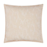 Aurelio square chenille jacquard cushion in ivory cream with subtle abstract woven pattern and piped edges, shown on a plain white background.