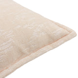 Close-up of the Aurelio chenille jacquard cushion in ivory, showing its dense napped texture, subtle abstract pattern, and folded edge on a white background.