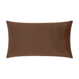 Rectangular scatter cushion in plain truffle brown polyester velvet fabric, shown reverse side on a white background, from the Autumn Forage Woodland cushion set.