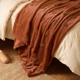 Autumn Trail Velvet Faux Fur Throw - Rust