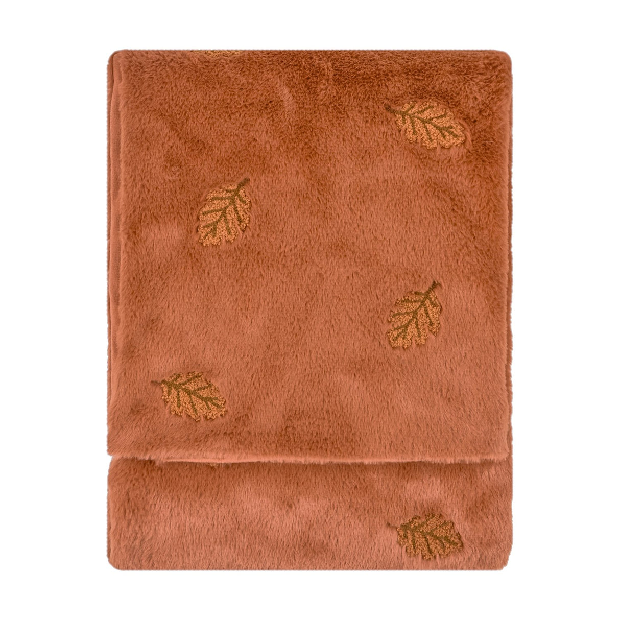 Autumn Trail Velvet Faux Fur Throw - Rust