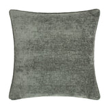 Square grey chenille cushion with piped edge and textured woven finish, shown against a plain white background.