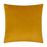 Bardot square velvet cushion in solid gold, plain reverse side shown against a white background, 50 x 50cm.