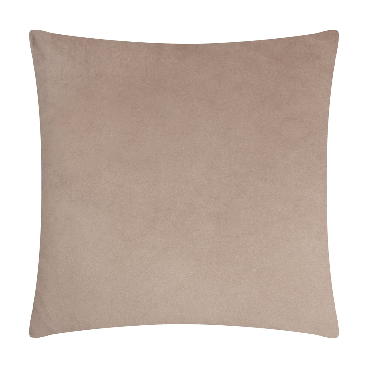 Bardot Geometric Velvet Cushion in Natural, a plain square scatter cushion in soft beige velvet with a smooth finish, shown against a plain white background.