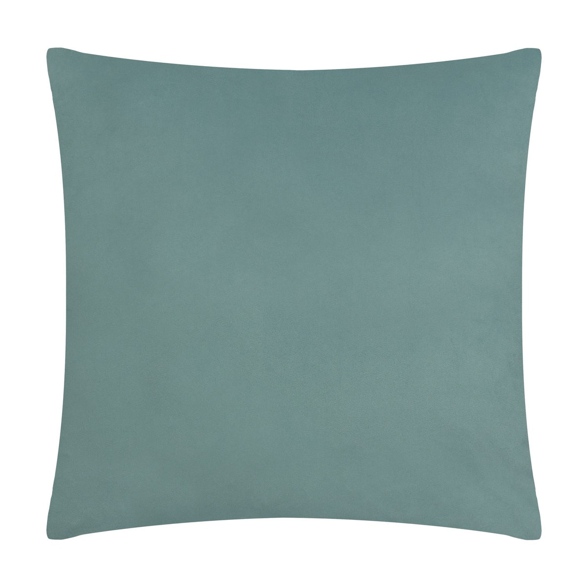 Square velvet cushion in plain avocado green with a smooth, unpatterned face, shown against a white background.