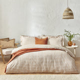 Barton Cotton Gingham Duvet Cover Set - Biscuit