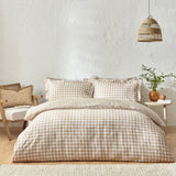Barton Cotton Gingham Duvet Cover Set - Biscuit