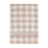 Folded Barton Check Gingham cotton towel in natural and cream check, shown against a plain white background.