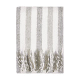 Beechwood Striped Cotton Throw in Heath, a folded off-white and grey vertical-stripe throw with twisted fringed edges, shown on a plain white background.