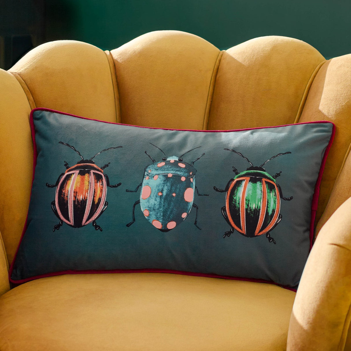 Beetalis Animal Velvet Cushion - Emerald