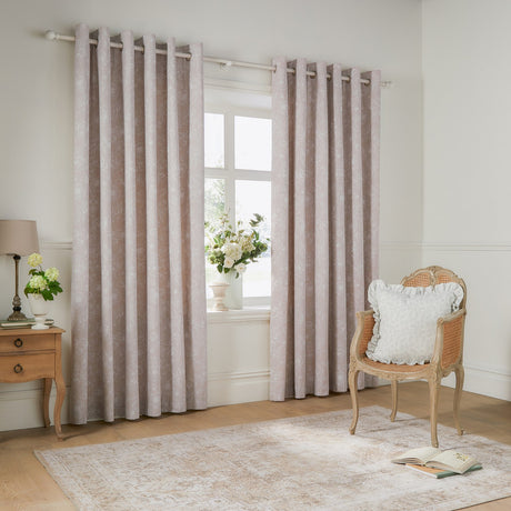 Bella Cotton Fully Lined Eyelet Curtains - Natural