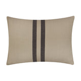 Benton Herringbone Cotton Cushion in natural beige with two dark vertical stripes down the centre, shown on a plain white background.