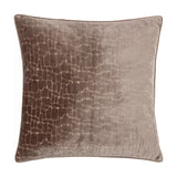 Bloomsbury Abstract Velvet Cushion in taupe, square with an irregular cellular cut-velvet pattern and plain velvet piped edge, shown on a white background.