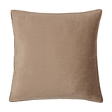 Bloomsbury Abstract Velvet Cushion in taupe, square with plain velvet reverse and piped edges, shown on a white background.