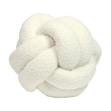 Boucle Knot Plain Polyester Cushion in Ecru, a rounded knot-shaped cushion in textured bouclé fleece fabric, shown on a plain white background.