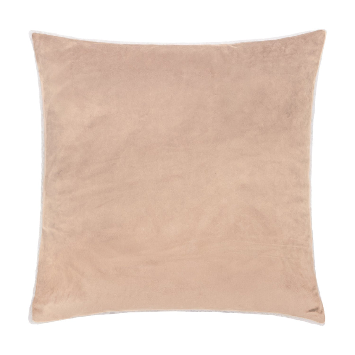 Reverse view of the Boucle Hare Animal Polyester Cushion in natural, showing the plain velvety beige back on a square cushion against a white background.