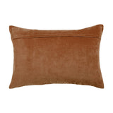 Boulder Geometric Velvet Cushion in Sunset, rectangular with plain tan-orange velvet reverse and concealed opening, shown on a white background.