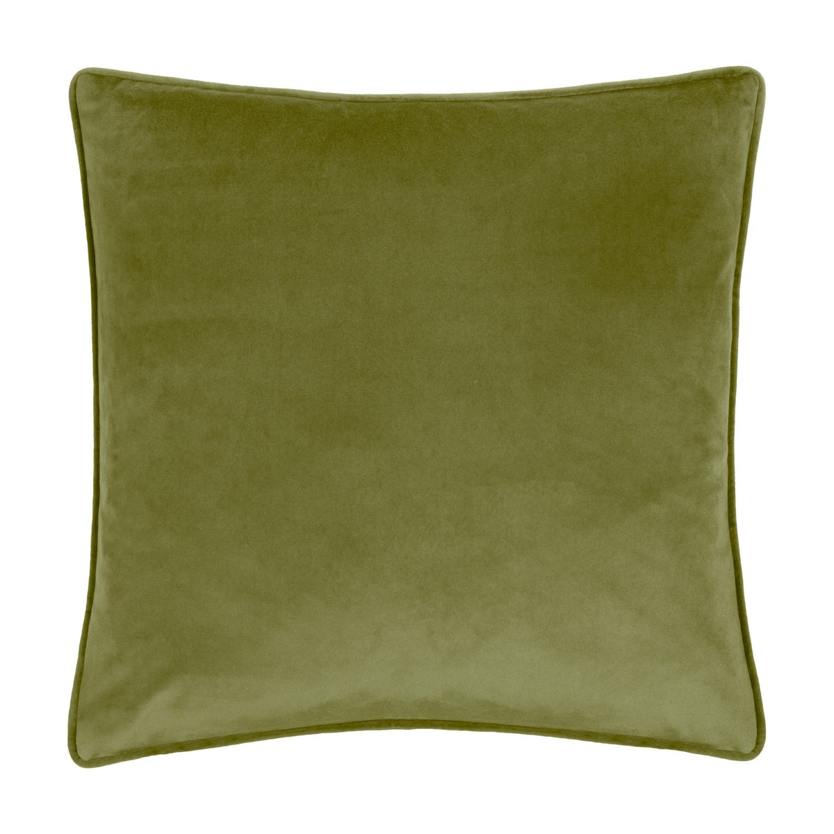 Braywick Animal Velvet Cushion in olive green, plain square velvet piping-edged design shown against a white background, from the Bee collection by Wylder.