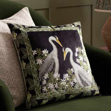 Braywick Animal Velvet Cushion - Cranes