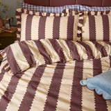 Birdie Stripe Cotton Blend Pillowcase Pair - Buttermilk/Chocolate