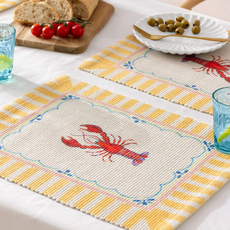 Brunch Stripes Printed Polyester Placemats - Multicolour