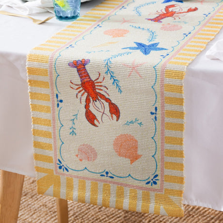 Brunch Stripes Printed Polyester Table Runner - Multicolour