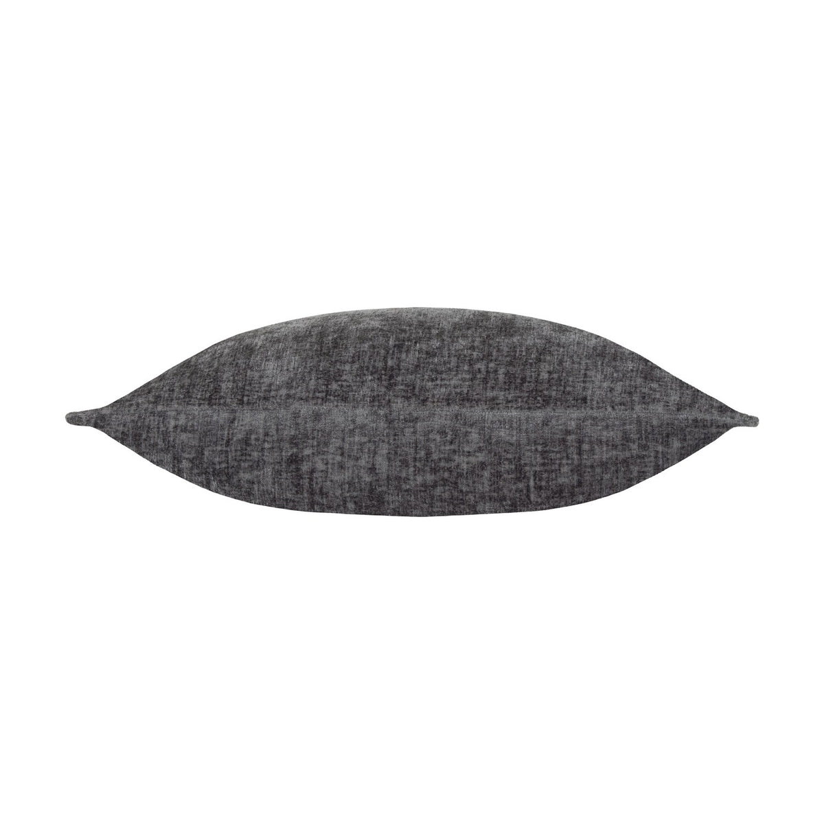 Buxton Reversible Polyester Cushion in charcoal grey, shown side-on with a bolster-like shape and textured chenille-effect fabric, on a plain white background.