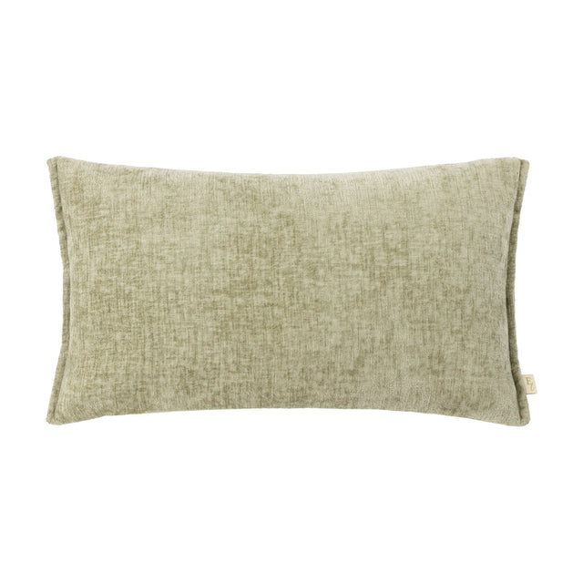 Buxton Reversible Polyester Cushion in eucalyptus green, a rectangular woven fabric cushion with a subtly textured surface, shown on a plain white background.