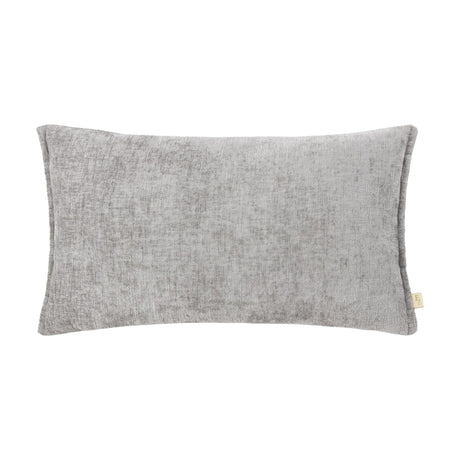 Buxton Reversible Polyester Cushion in grey, a rectangular bolster with textured woven fabric and tapered ends, shown on a plain white background.