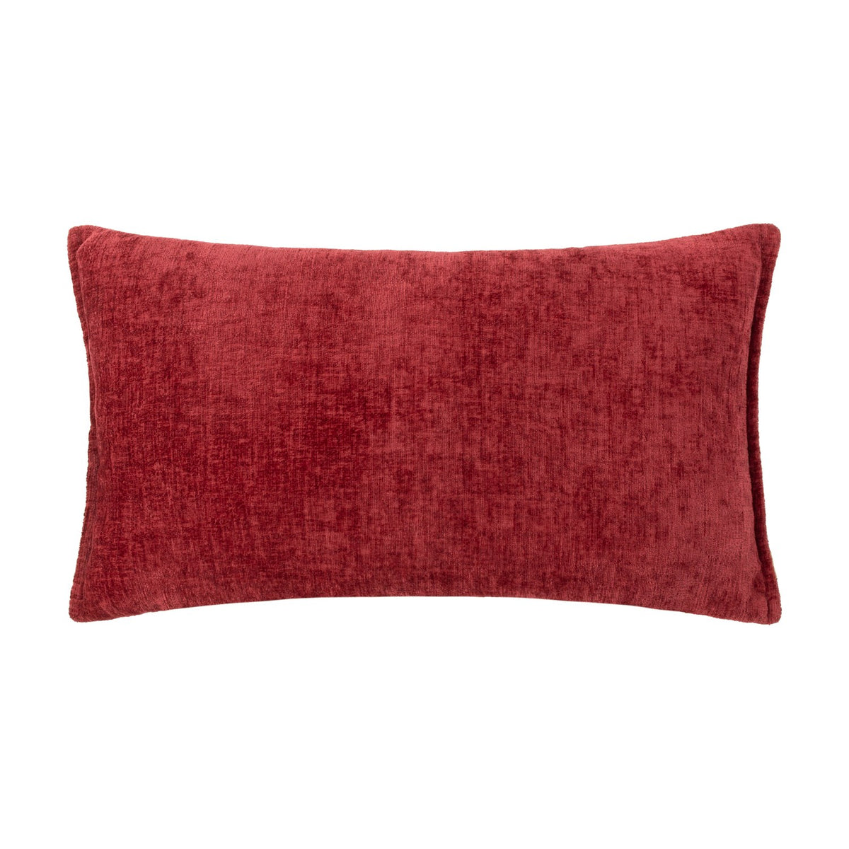 Buxton Reversible Polyester Cushion in deep red, rectangular shape with a textured chenille-like woven fabric, shown against a plain white background.
