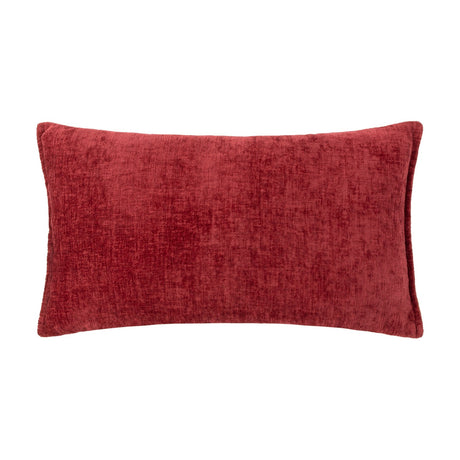 Buxton Reversible Polyester Cushion in deep red, rectangular shape with a textured chenille-like woven fabric, shown against a plain white background.