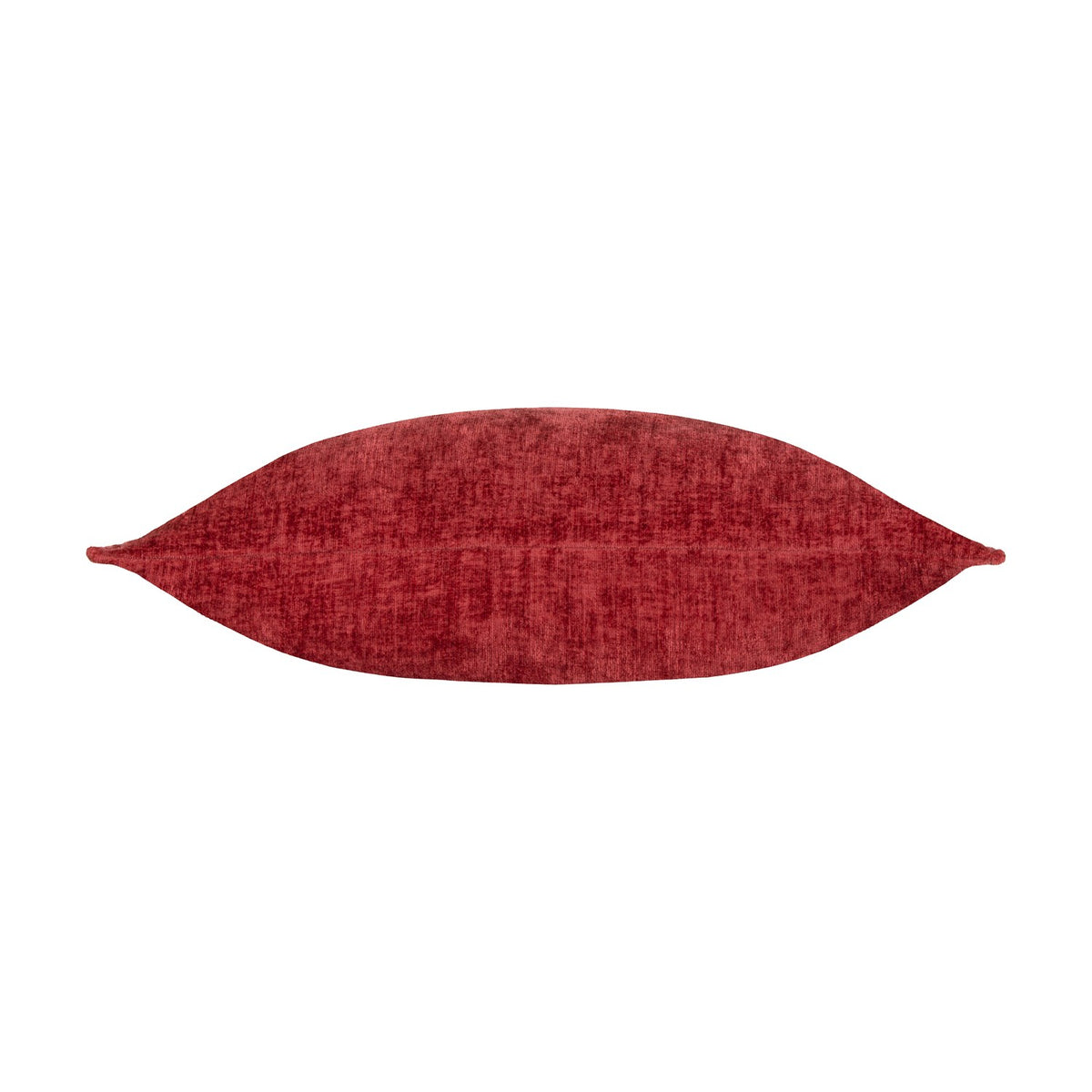 Buxton Reversible Polyester Cushion in deep red, an elongated bolster-shaped design with a textured chenille-like weave, shown on a plain white background.