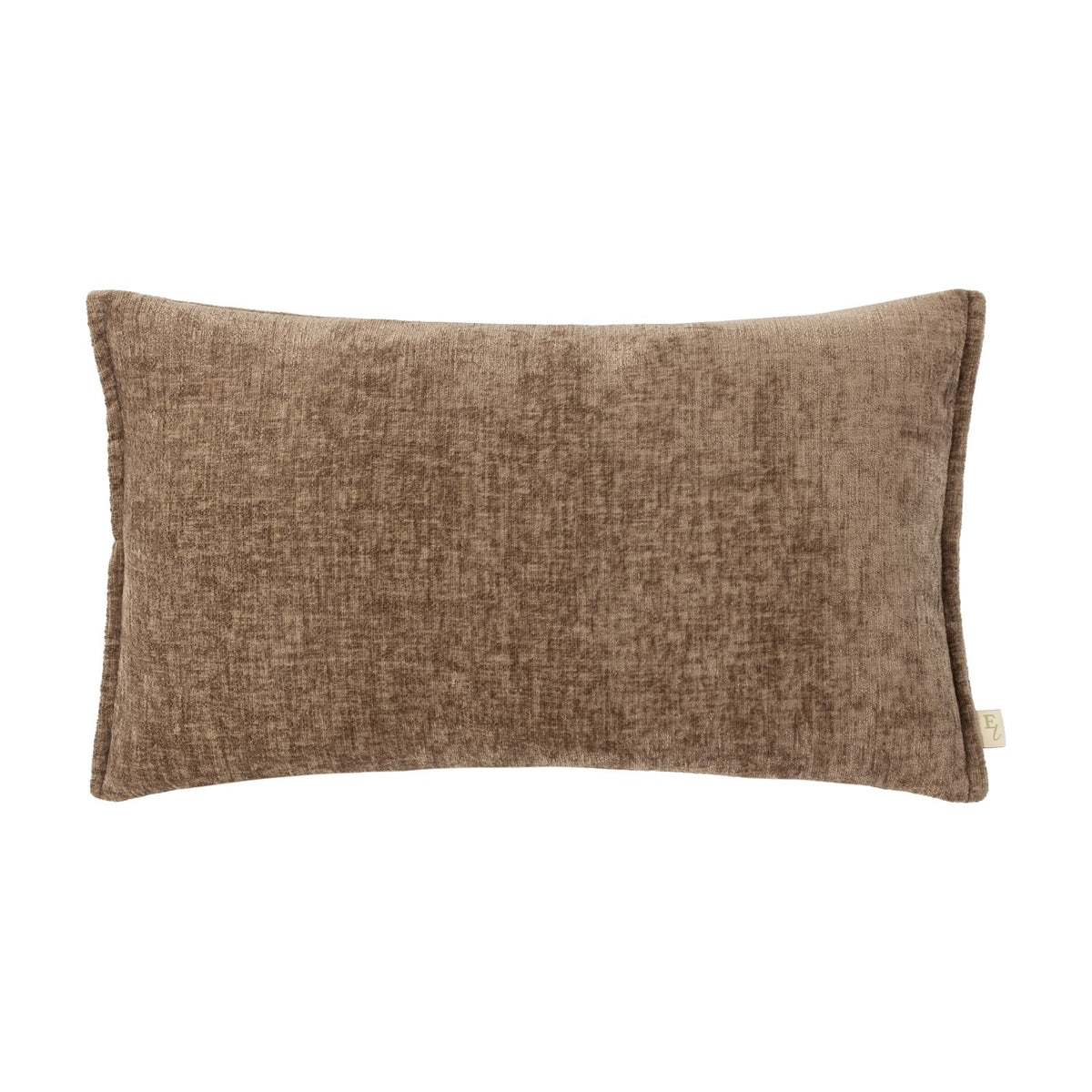 Buxton Reversible Polyester Cushion in taupe, a rectangular bolster-style scatter cushion with a chenille-like woven texture, shown on a plain white background.